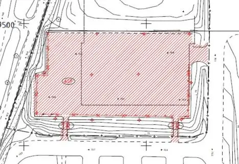 a-ritning av en grund för markprojektering